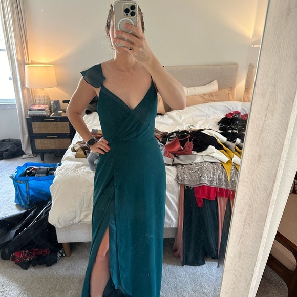 David’s bridal ruffle spaghetti strap chiffondress - Picture 6 of 7